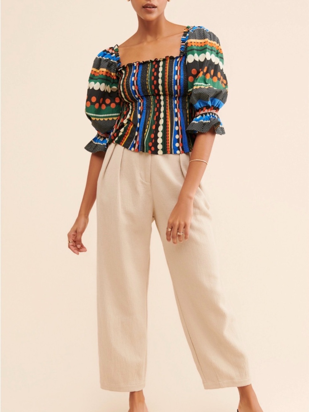 Anthropologie Conditions Apply Smocked Blouse Cottagecore Sz M new NWT